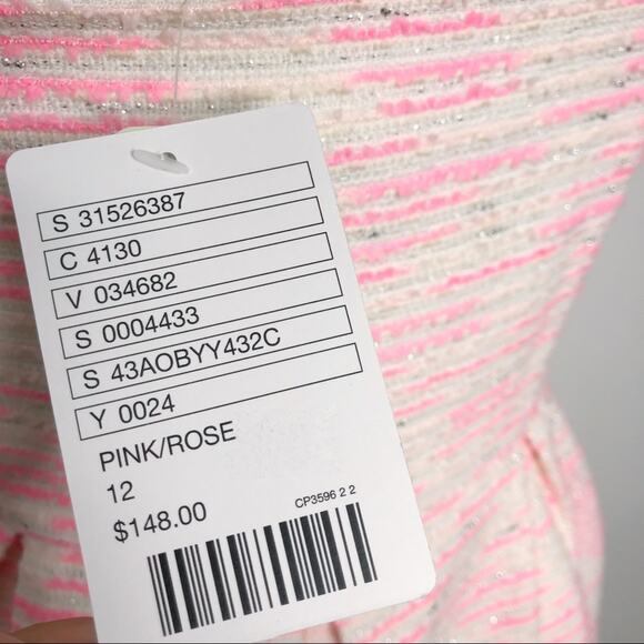 New Anthropologie Moulinette Soeurs Size 12 Pink Pasteque Tweed Dress Pockets - Picture 7 of 8